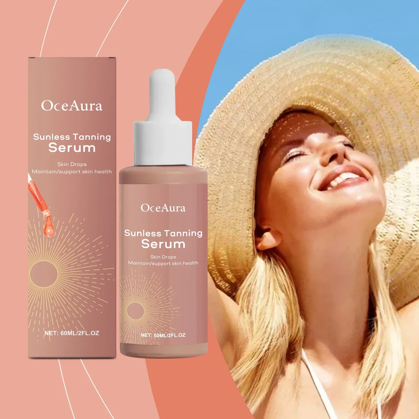 OceAura Herbal Self Tanner Serum – Natural Bronzer Drops