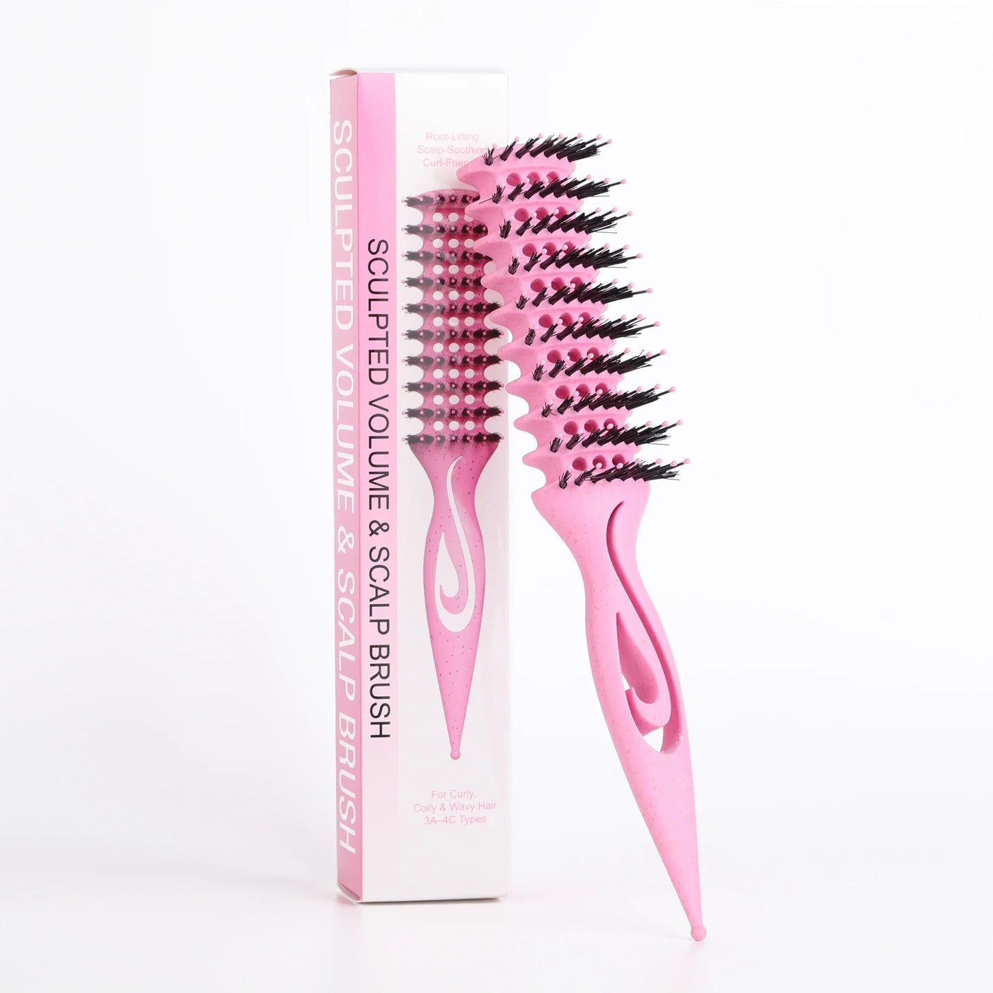 Curl Defining Styling Brush | Hollow Nylon Detangling Hair Comb Curl Styling Brush Peaceful Pleasures Health and Wellness Pink