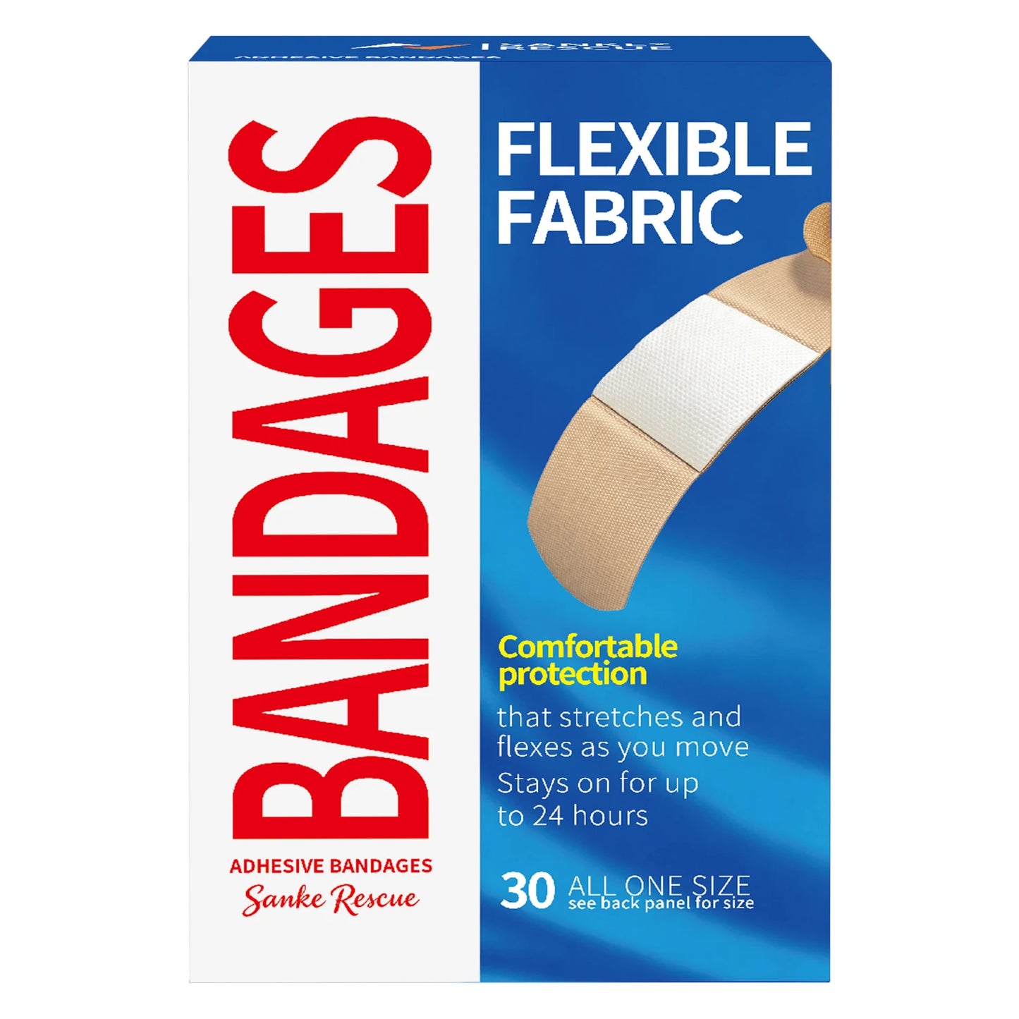 Flexible Fabric Adhesive Bandages 30/100pcs per Pack Comfortable Skin Care for Minor Cuts Burns Quick-Aid Flexible And Adhesive Peaceful Pleasures Health and Wellness 30pcs
