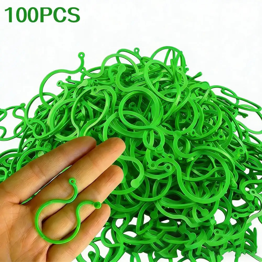 100pcs 8 Shape Garden Plant Clips Vining Climbing Plant Support Clamps for Vegetable Garden Binding Fixing Tools Peaceful Pleasures Health and Wellness green