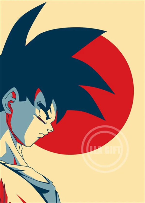 Classic Japanese Anime Surrounding Dragon Ball Goku Vegeta Poster Vintage Canvas Painting Print Picture Children Gift Cuadros Peaceful Pleasures Health and Wellness A 55x75cm