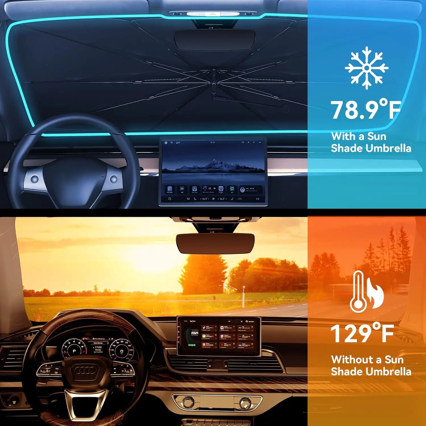 Foldable Car Windshield Sunshade for SUV, Sedan & Van