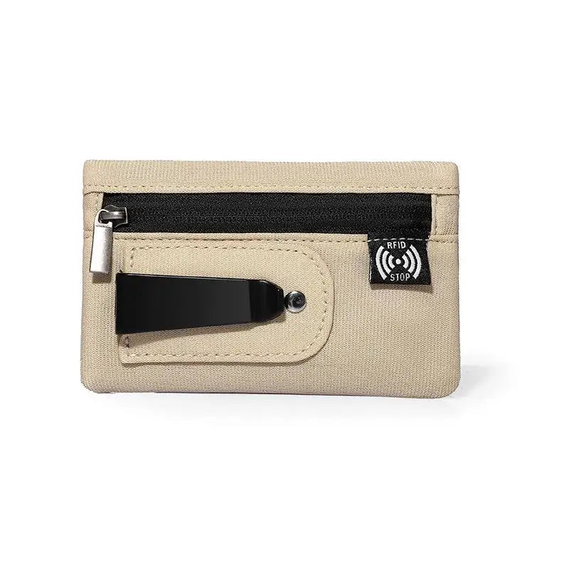 RFID Slim Nylon Wallet with Zipper & Carabiner Clip