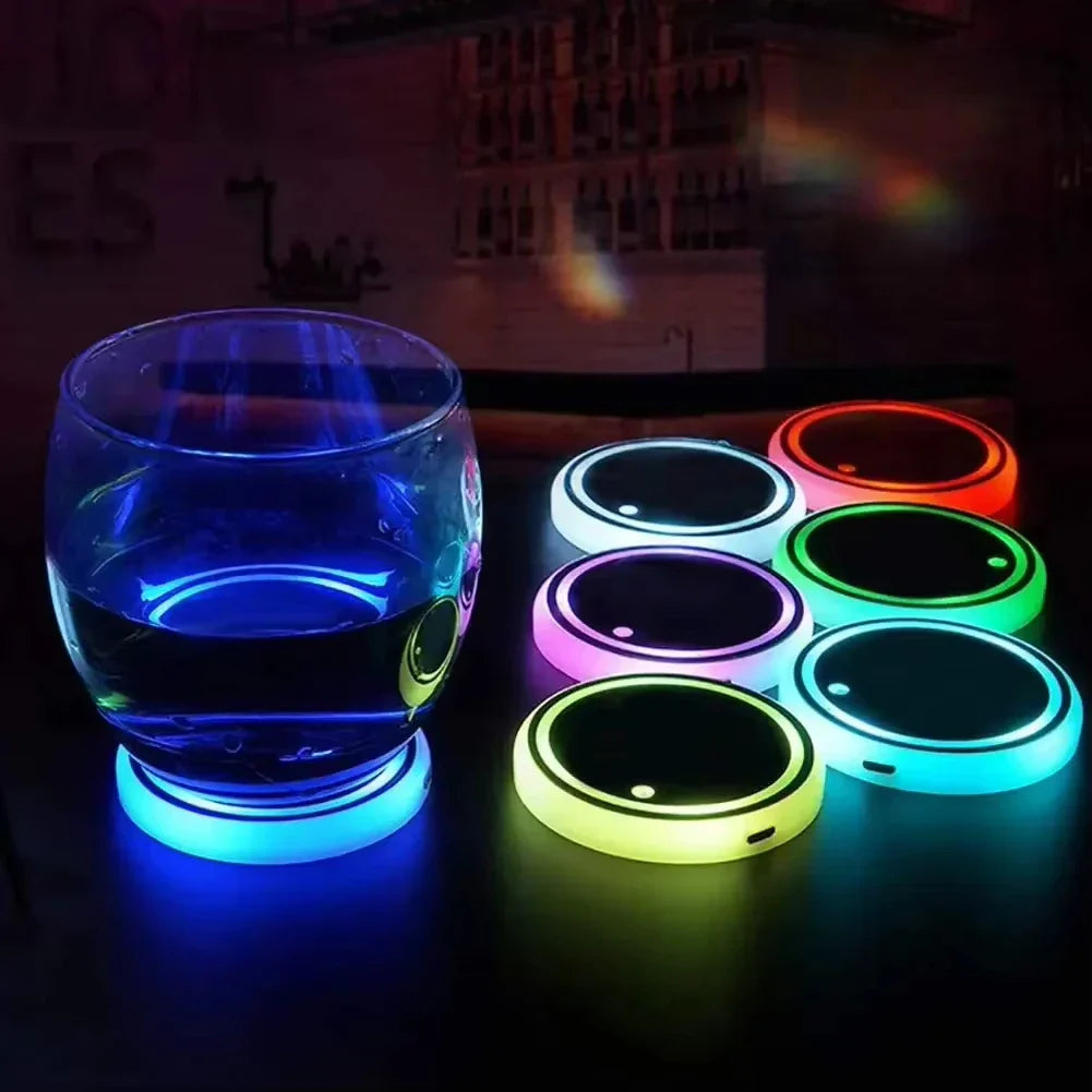 LED Car Cup Holder Light – 7 Colors, 3 Modes, USB Rechargeable