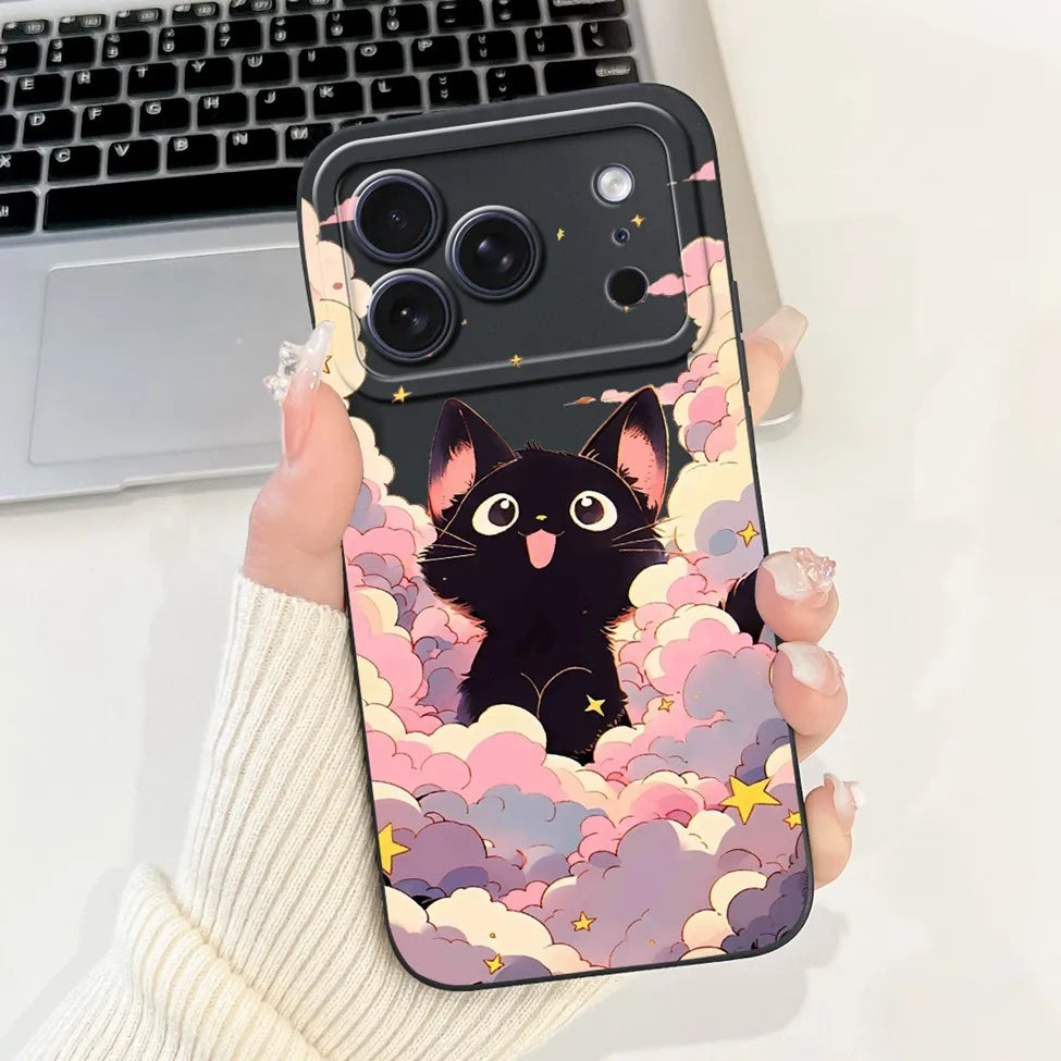 iPhone 17 Pro Silicone Case | Cute Kawaii Floral Painted Cover