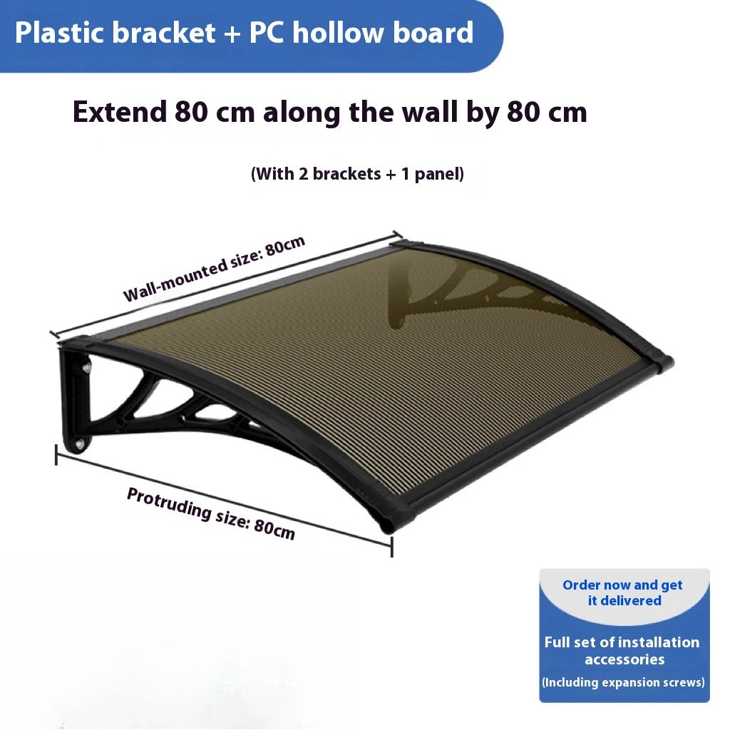 Window Awning Door Canopy 60x60 80x80 60x100 Window Awning Overhead Modern Polycarbonate Cover Outdoor Front Porch Patio Canopy Peaceful Pleasures Health and Wellness Tea color 80 80
