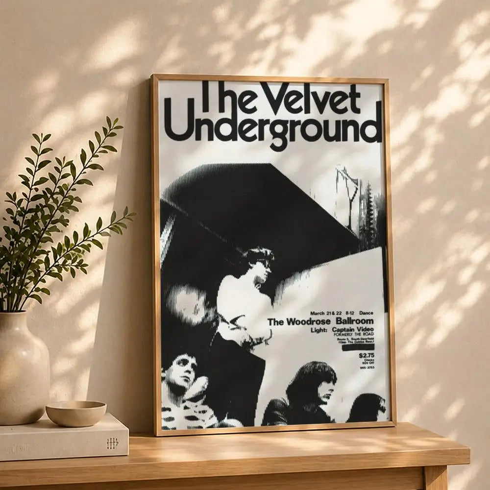 Band T-The Velvet UndergroundS Poster HD Self Adhesive Waterproof Wall Art Ideal for Home Office Dorm Bedroom Great Gift Peaceful Pleasures Health and Wellness White4 40X50cmNoframe
