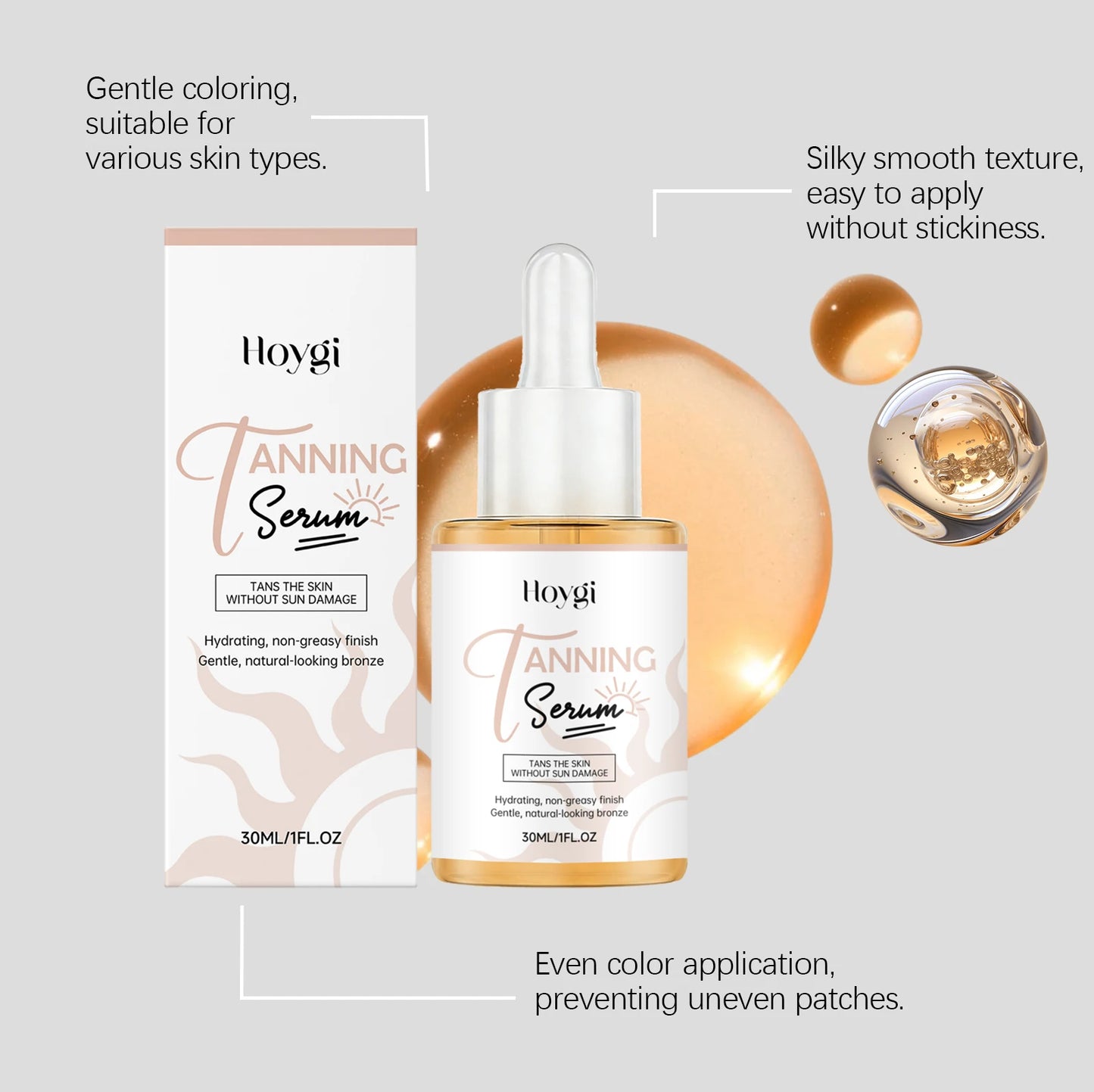 Hoygi Self Tanning Serum – Streak-Free Sunless Bronze Glow