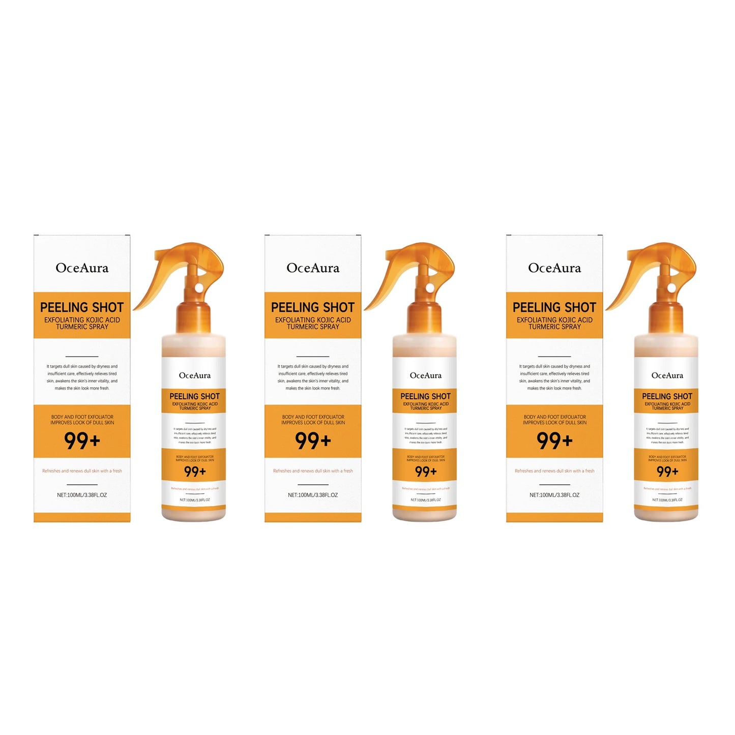 Turmeric Kojic Acid Body Exfoliating Spray Remove Dead Skin Brightening Improve Dullness Smoothing Refreshing Body Peeling Spray Peaceful Pleasures Health and Wellness 300ml boxed