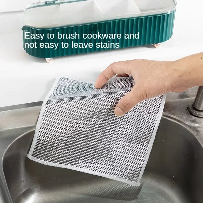 Steel Wire Dishcloth | Wet & Dry Kitchen Cleaning Cloth