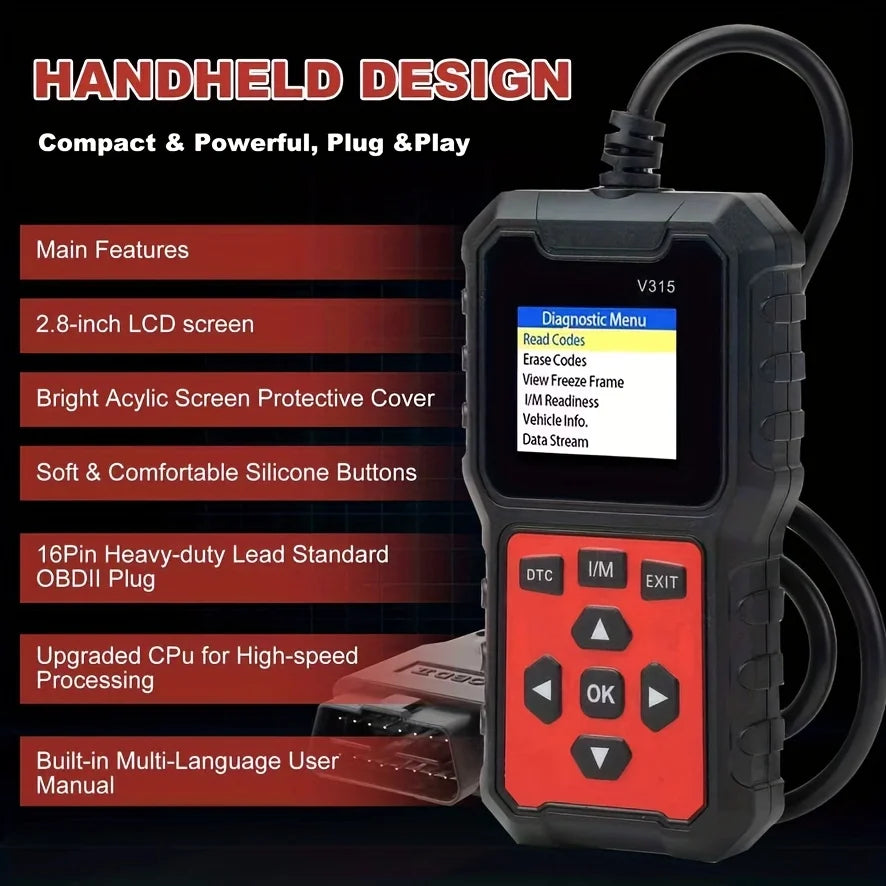 V315 OBD2 Car Diagnostic Scanner – 10-Second Fault Code Reader