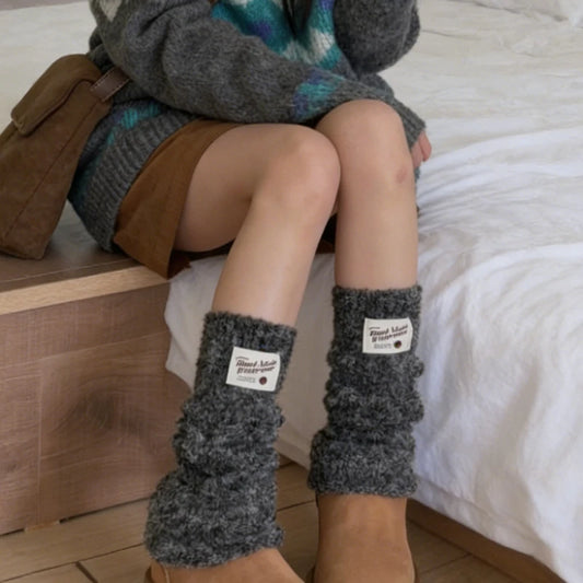 New Korean Style Sweet Cotton Ankle Sock with Marshmallow Patch Thick Warm Slouch Socks for Autumn Winter Fashionable Leg Warmer Peaceful Pleasures Health and Wellness