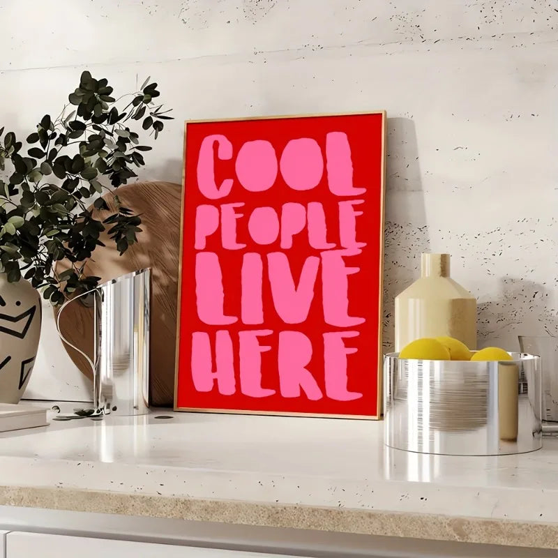 Cool People Live Here" Vintage-Inspired Canvas Art Poster Unframed, Waterproof Print for Bedroom, Living Room, Home Office Decor Peaceful Pleasures Health and Wellness