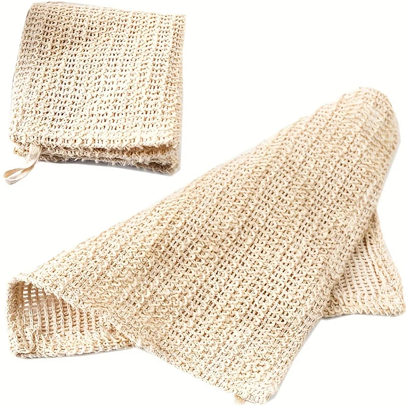 Cotton and Linen Towel Cloth Exfoliating Scrub Strip, Facial Cleansing Towel, Bath Massage Towel, Exfoliating Bath Towel, Foaming Square Towel Peaceful Pleasures Health and Wellness