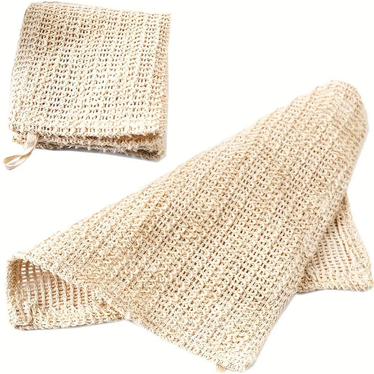 Cotton and Linen Towel Cloth Exfoliating Scrub Strip, Facial Cleansing Towel, Bath Massage Towel, Exfoliating Bath Towel, Foaming Square Towel Peaceful Pleasures Health and Wellness