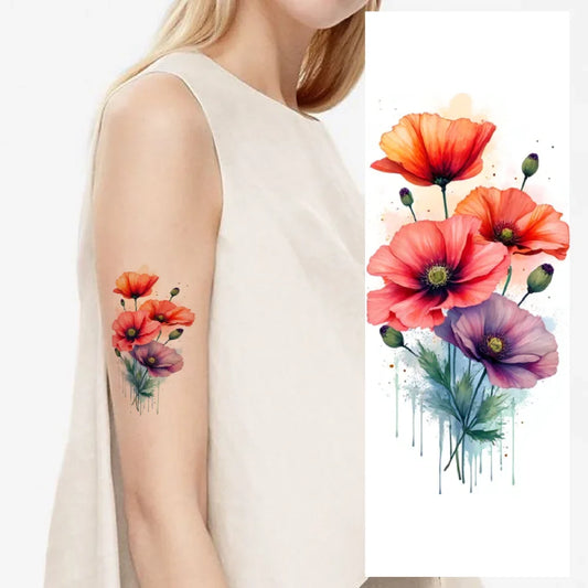 9pcs Floral Temporary Tattoos – Waterproof Botanical Stickers Temporary Tattoo Stickers Oasis Select