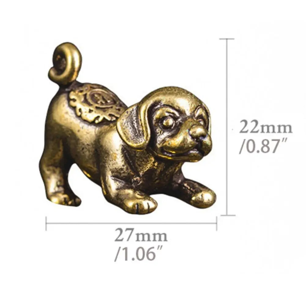 Solid Brass Zodiac Dog Figurine | Feng Shui Tea Pet Decor