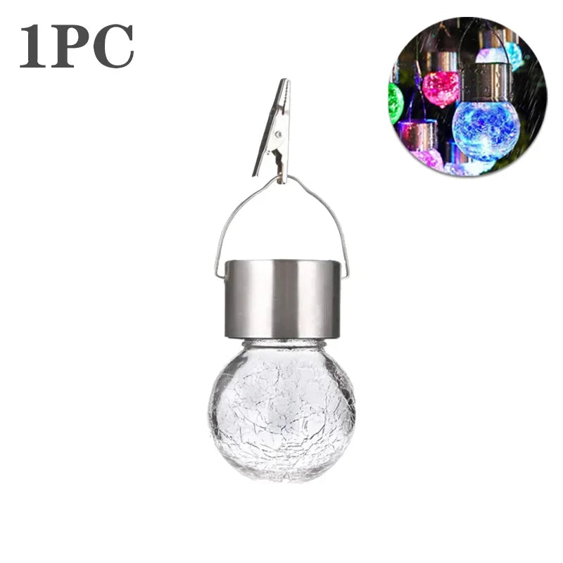 Solar Hanging Garden Lights – Colorful LED Cracked Glass Ball