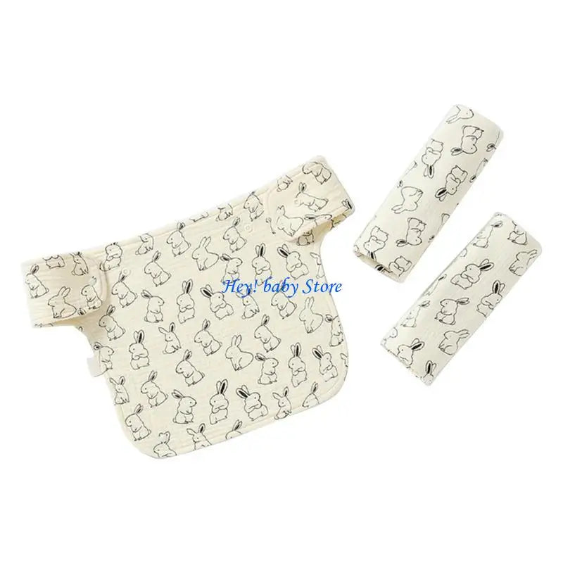 Soft Cotton Baby Drool Bib & Detachable Shoulder Strap Set