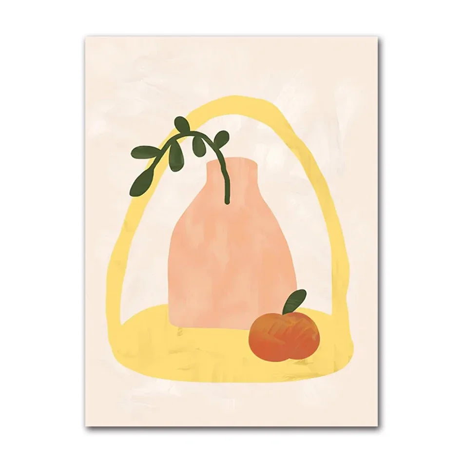 Boho Daisy Sunflower Fruits Canvas Wall Art – Kids Room Decor
