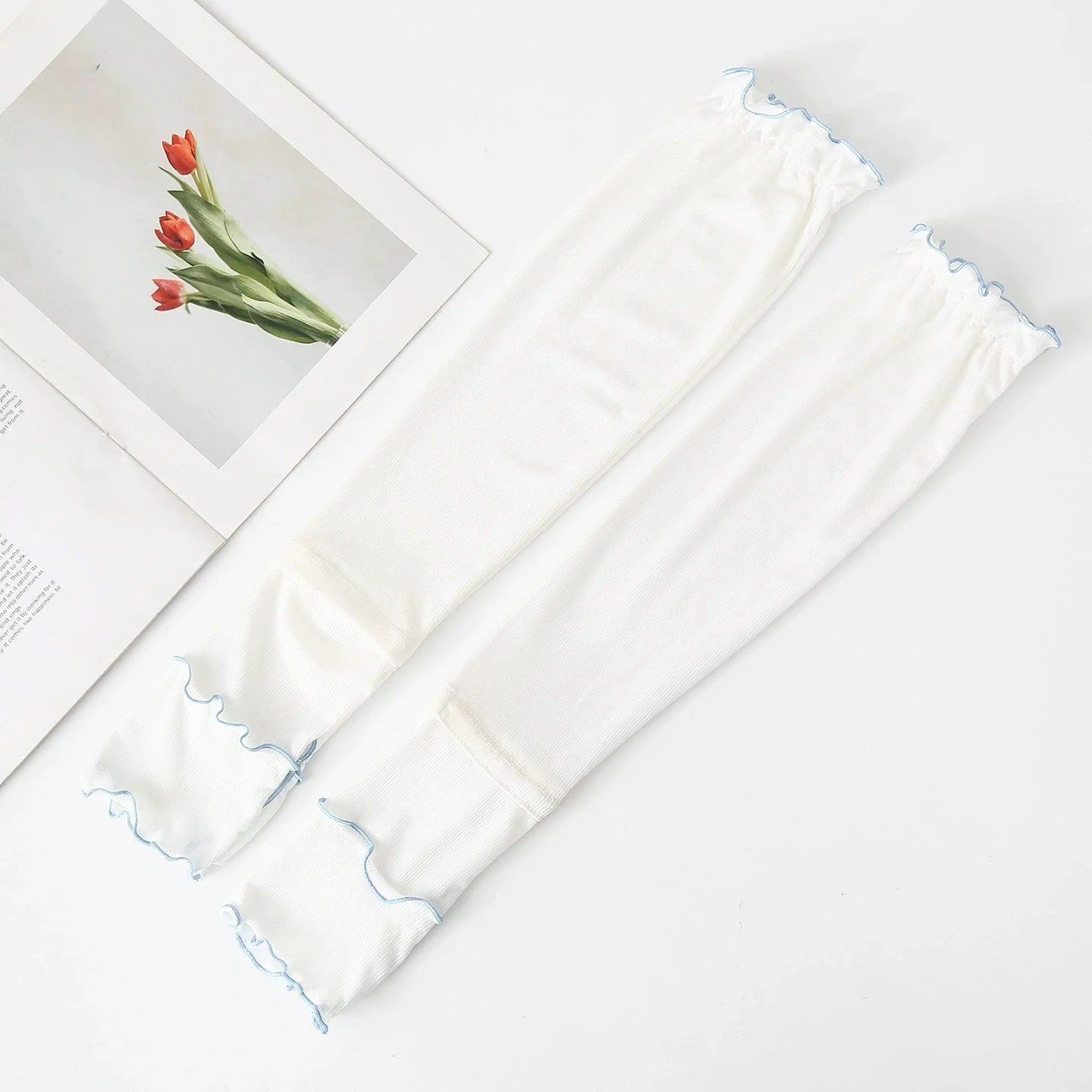 Ice Silk UV Protection Arm Sleeves – Cooling Sun Cover UV Cooling Arm Sleeves Peaceful Pleasures Health and Wellness White