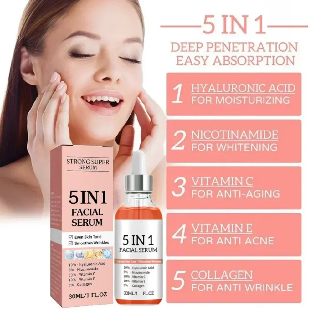 5-in-1 Vitamin C Face Serum – Niacinamide & Hyaluronic Acid