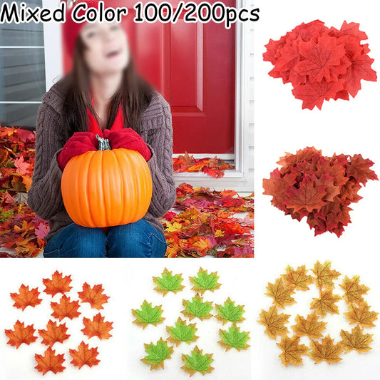 Artificial Autumn Maple Leaves 100/200pcs – Fall Wedding Decor Artificial Decorative Leaves Oasis Select