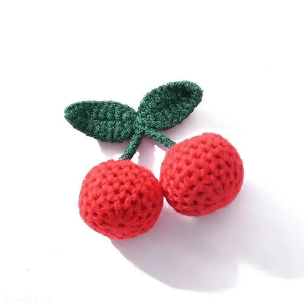 Knitted Wool Cherry Pendants DIY Craft Ornaments 10pcs