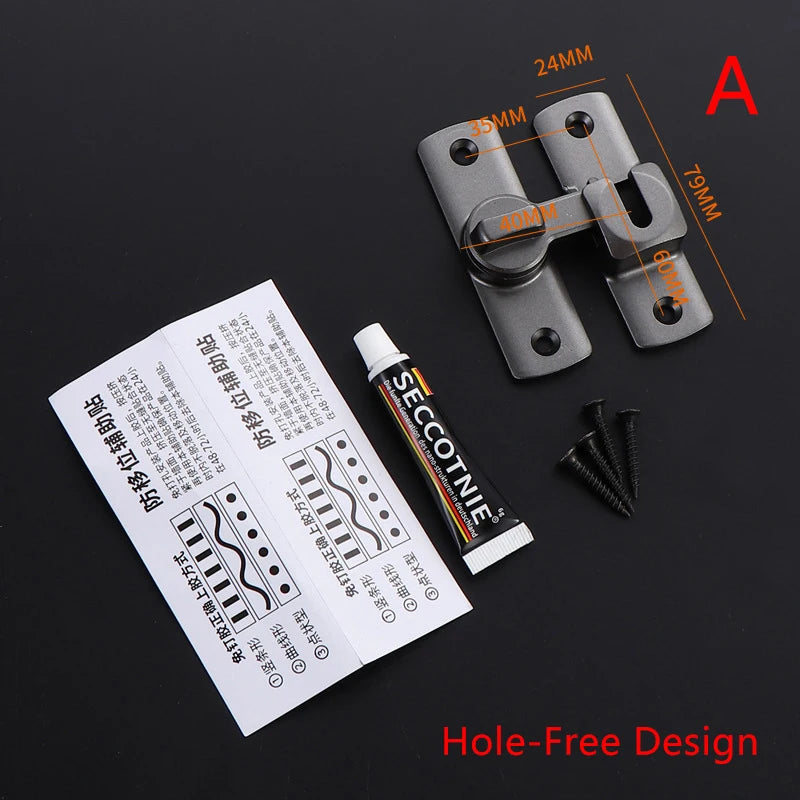 New Punch-free Hasp Latch Door Lock Black Cabinet Locks Kids Safety Lock Sliding Door Anti-pried Hook Lock Hardware Peaceful Pleasures Health and Wellness A Gray