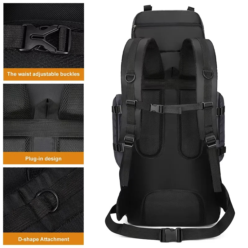 Large-capacity 90-liter men's waterproof hiking camping backpack, hiking backpack, hiking travel bag, travel sports bag Peaceful Pleasures Health and Wellness