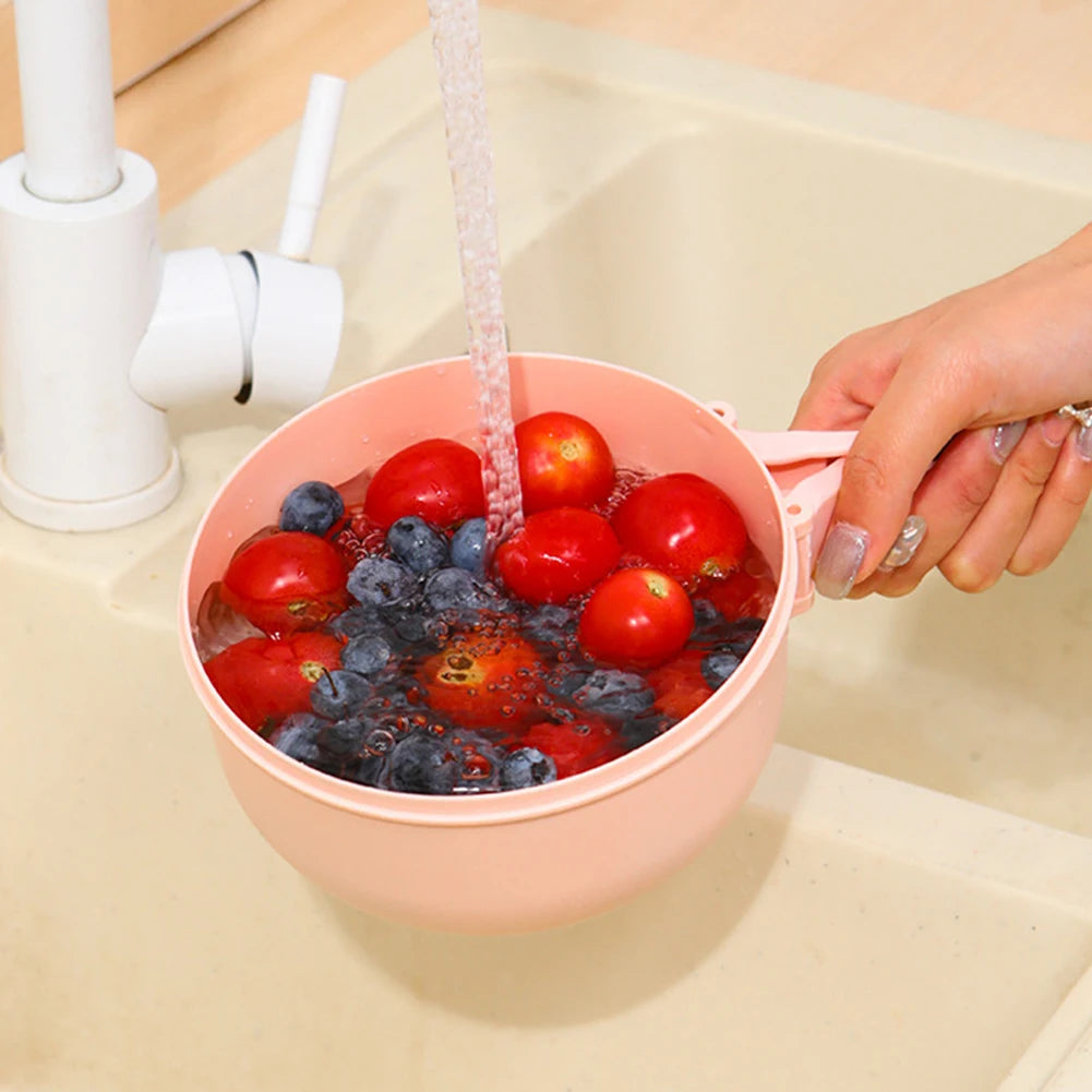 2-in-1 Foldable Fruit Drain Basket & Washing Bowl with Lid Fruit Drain Basket Peaceful Pleasures Health and Wellness