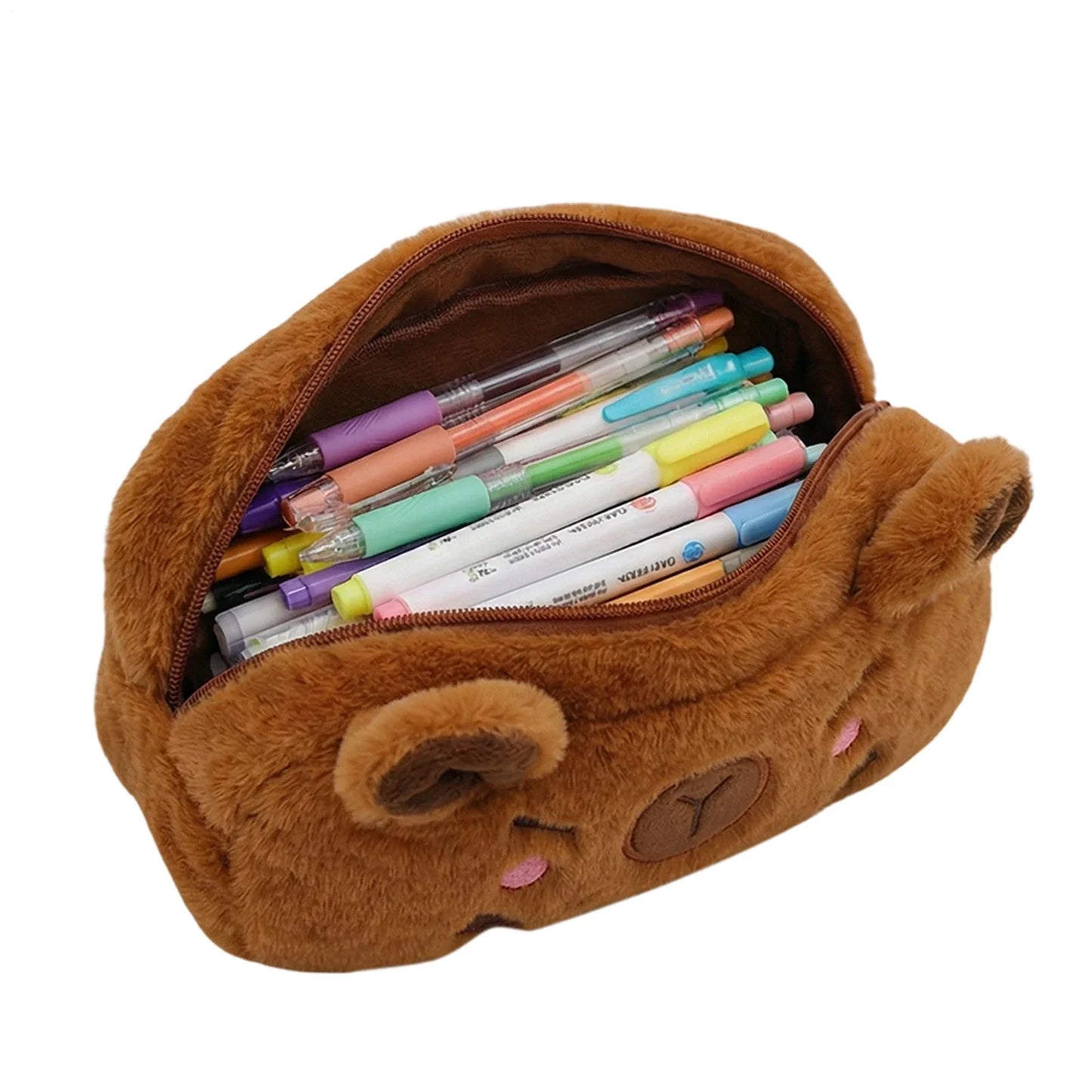 Cute Capybara Pencil Case – Large Plush Pen Pouch for Kids