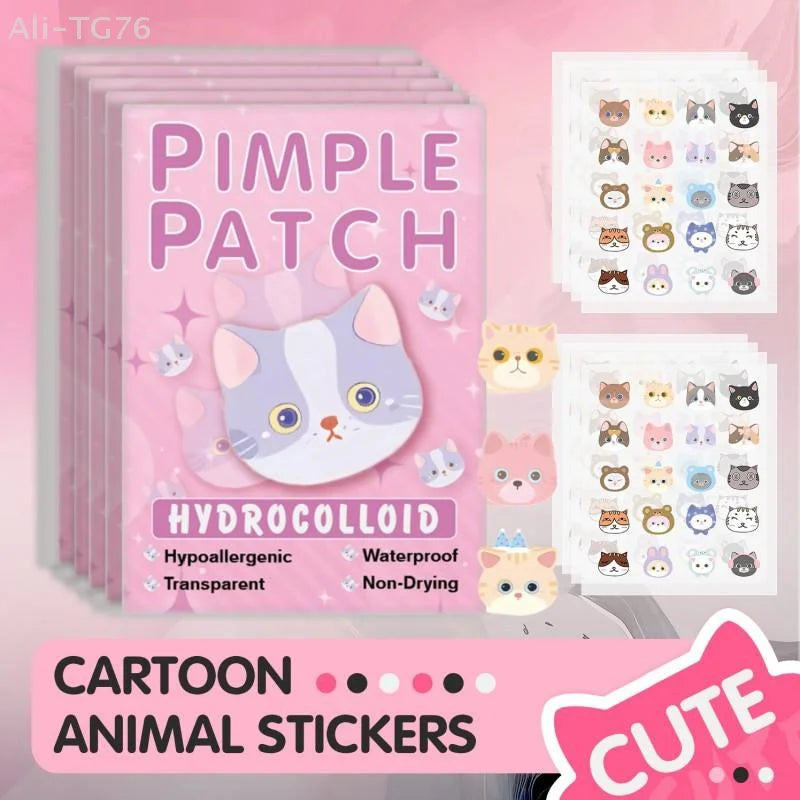 600 Cat-Shaped Hydrocolloid Acne Patches | Colorful Pimple Stickers