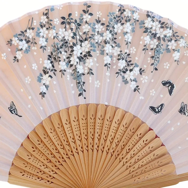Folding Hand Fan with Tassel | Chinese Japanese Style Party Fan