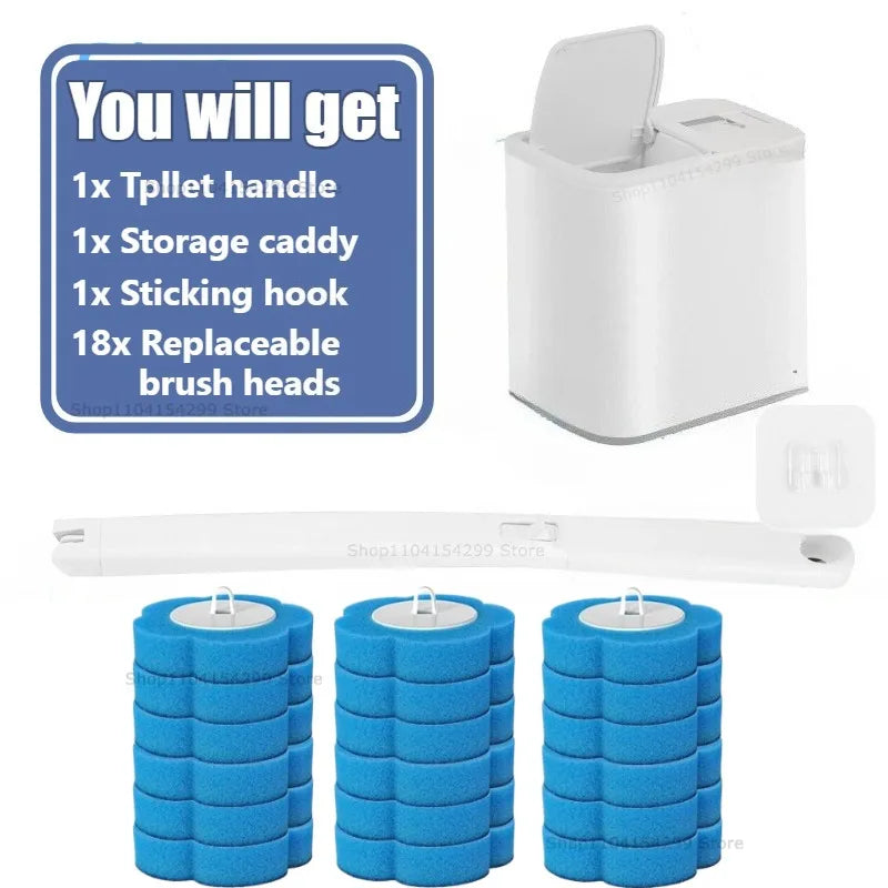 Disposable Toilet Brush Kit | Long Handle & Wall Mount