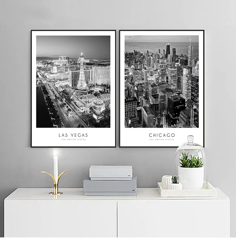 Modern New York London Paris City Wall art Landscape Posters and Prints Black And White Pictures for Living Room Home Decor Peaceful Pleasures Health and Wellness