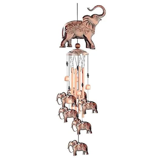 A36T-1 PCS Elephant Chimes For Elephant Windchimes Decoration Garden Decor Iron 4 Aluminum Tube Windchime With S Hook Memorial W Peaceful Pleasures Health and Wellness Retro Gold