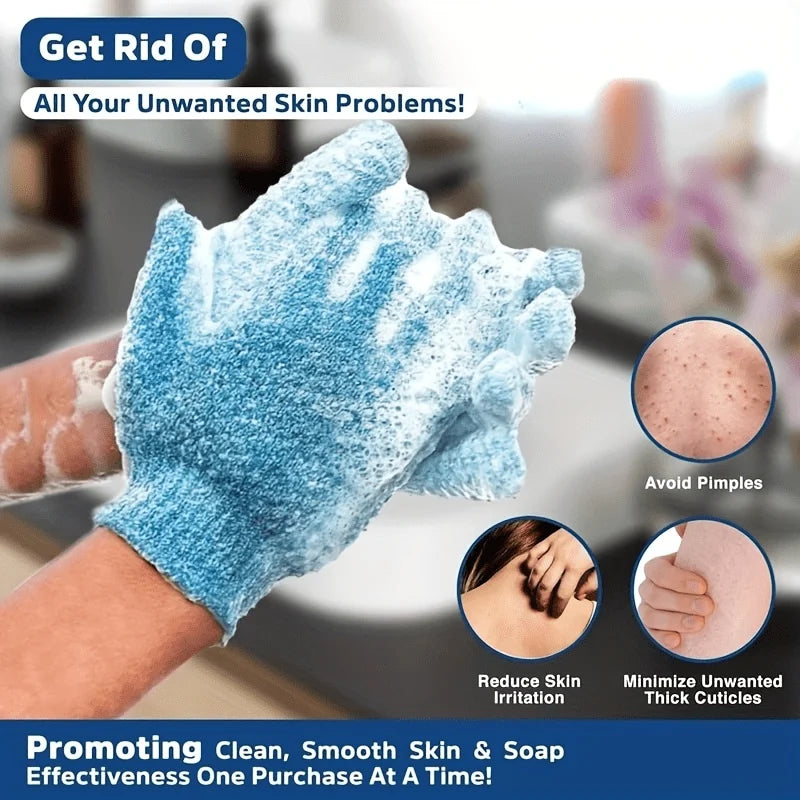 Double-Sided Exfoliating Bath Gloves | Spa Body Scrub Shower