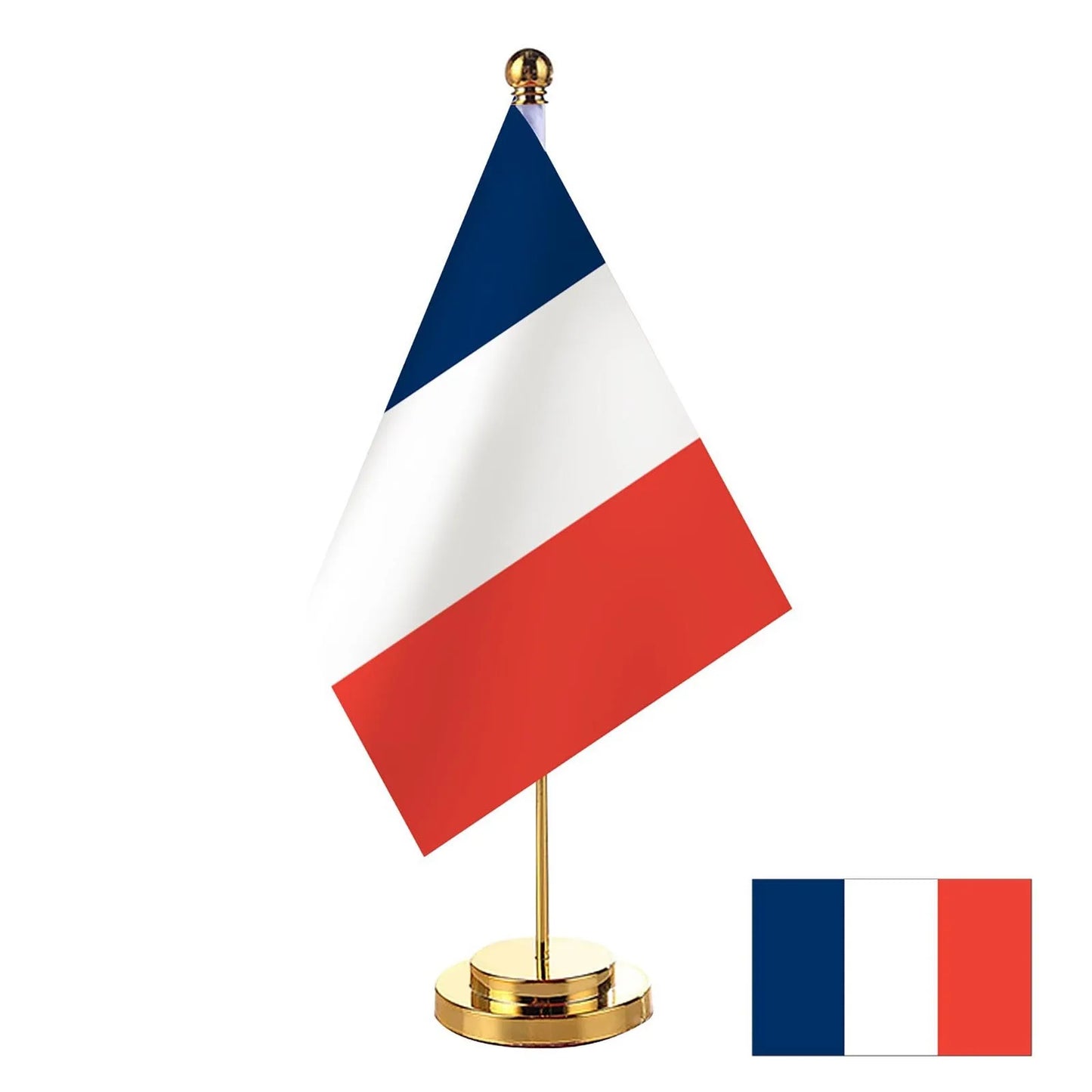 French Flag Table Stand – 14x21cm Desk Flag of France