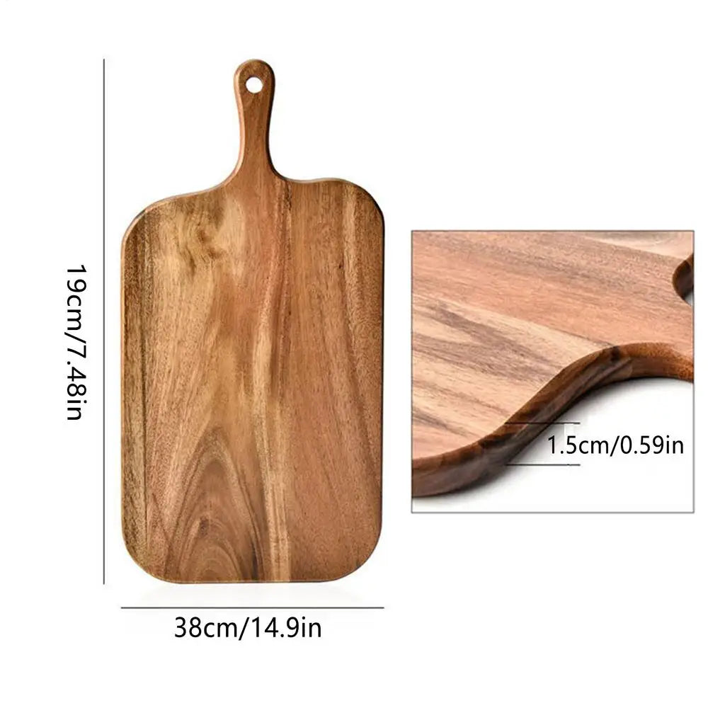 Double-Sided Wood Cutting Board with Handle | Steak & Cheese Tray