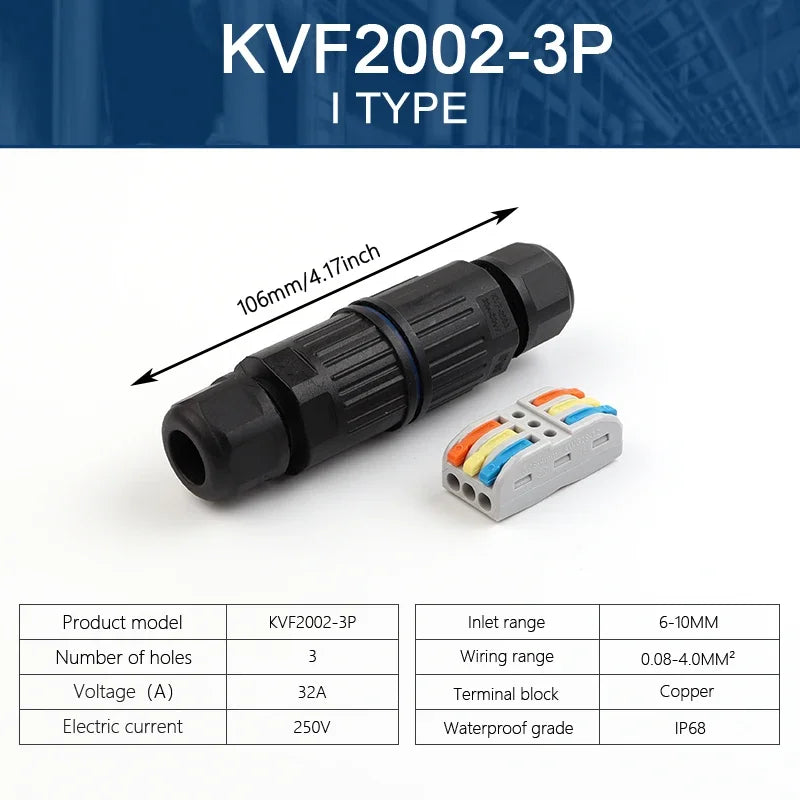 IP68 Waterproof Cable Connector – 2/3 Pin Quick Wire Terminal