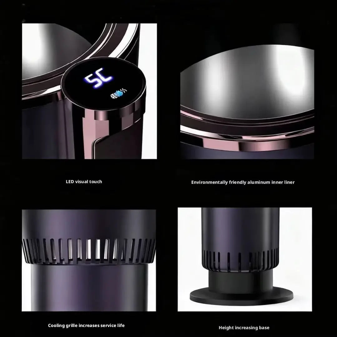 2 In 1 Car Digital Display Cold Hot Cup Portable Fast Cooling Smart Ice Drink Mug Auto Travel Beverage Temperature Control Cup Peaceful Pleasures Health and Wellness