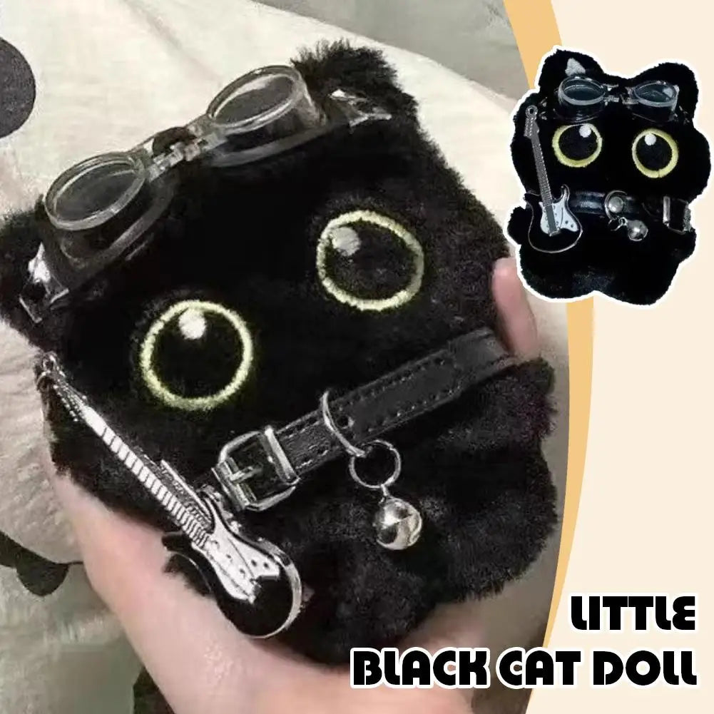 Punk Black Cat Plush Keychain Pendant | Rock Guitar Doll 15cm Plush Keychain Pendant Peaceful Pleasures Health and Wellness