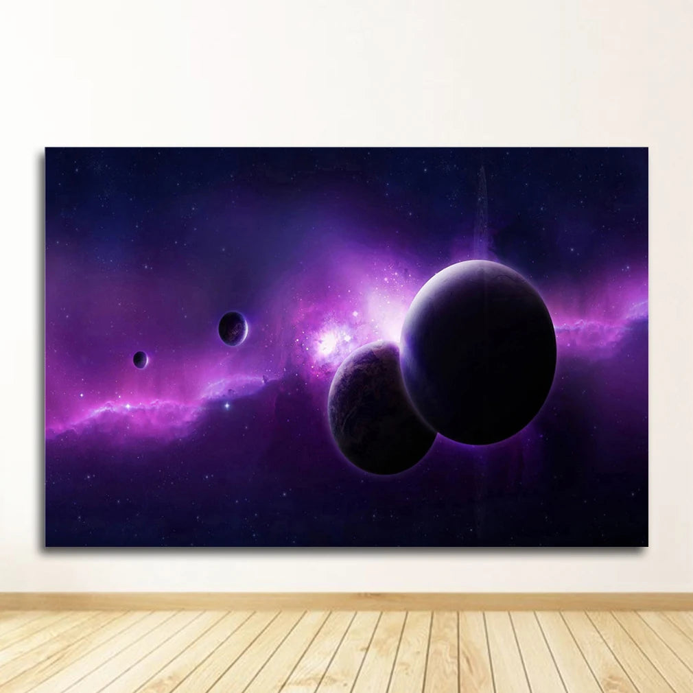 Space Galaxy Canvas Wall Art – Astronaut Planet Universe Poster