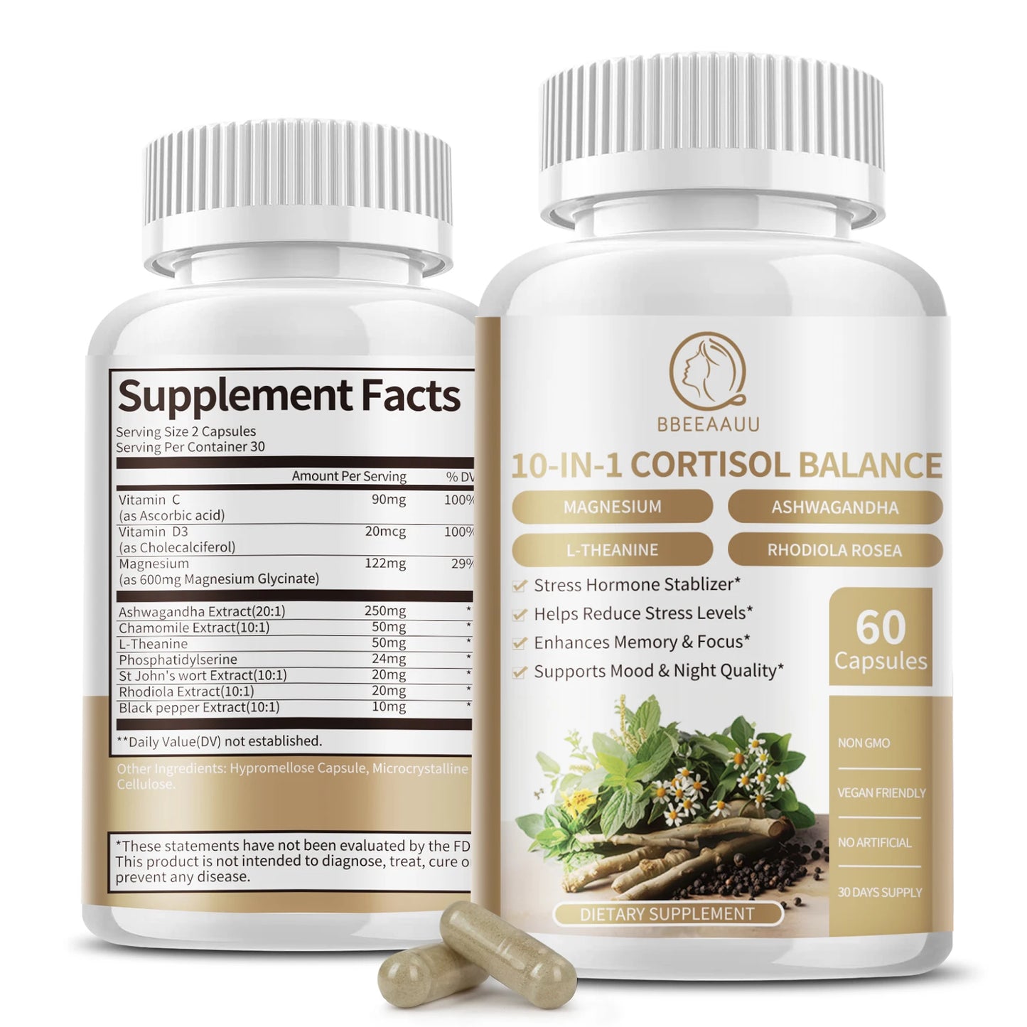 Cortisol Supplement 10-in-1 with KSM-66 Ashwagandha – Stress & Sleep Support Dietary Supplement Peaceful Pleasures Health and Wellness