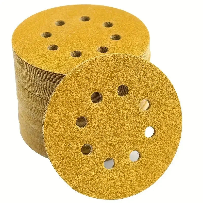 8 Holes Yellow Sandpaper Sanding Discs Grinder Car Woodworking Metal