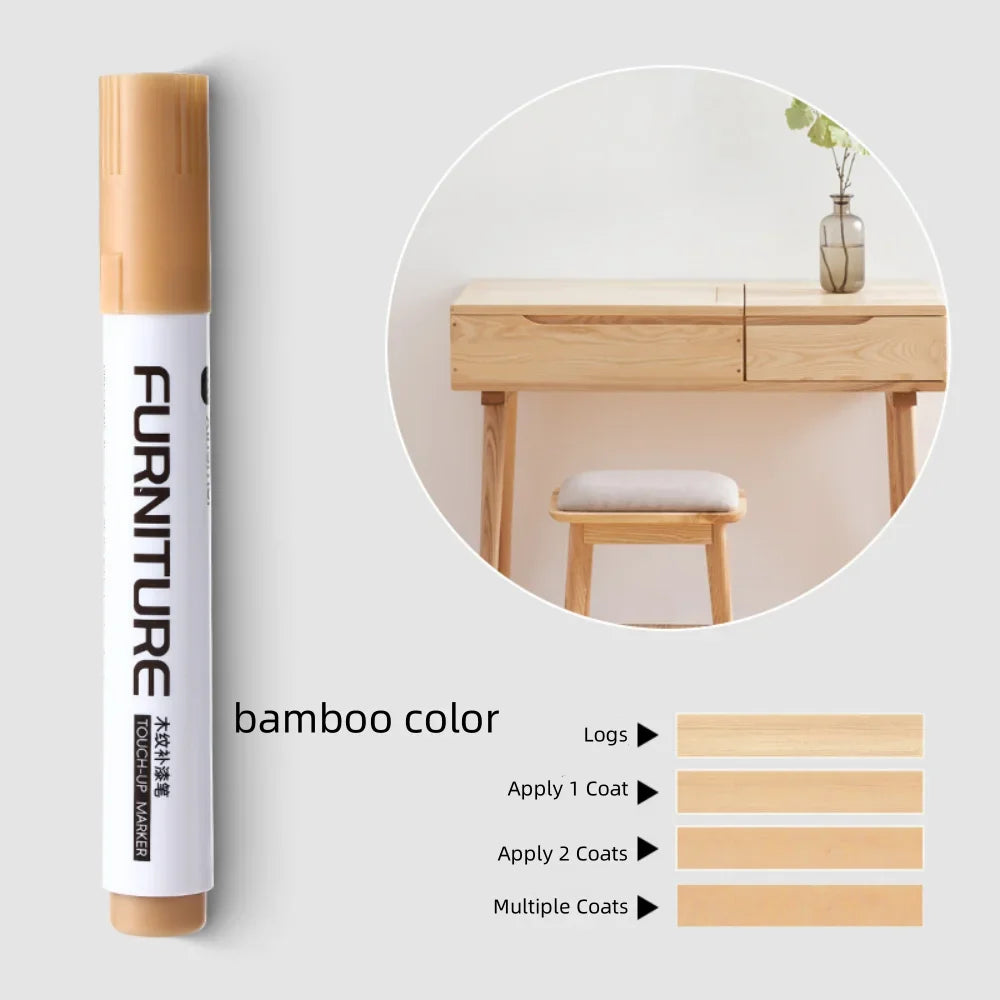 Furniture Markers Touch Up, Wood Floor Scratch Repair Kit, 12 Colors Markers for Scratches, Stains, Wood Floors, Tables, Desks Peaceful Pleasures Health and Wellness bamboo color