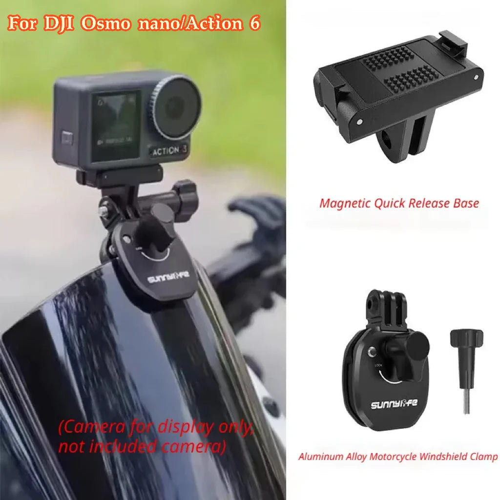 Motorcycle Windshield Mount Clamp for GoPro, DJI & Insta360