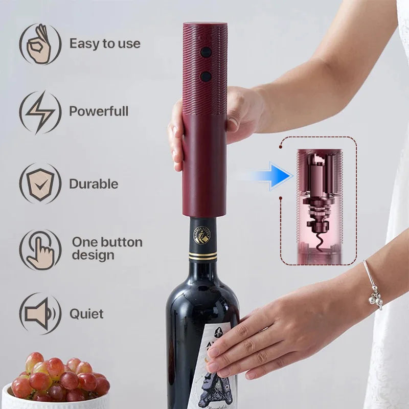 Automatic Wine Bottle Opener USB Rechargeable Electric Wine Corkscrew Opener One-click Button Wine Tools Bar Kitchen Products Peaceful Pleasures Health and Wellness