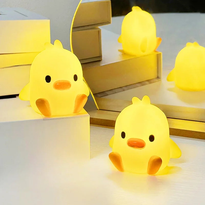 Cartoon Yellow Duck Night Light – Cute Bedside Desk Lamp